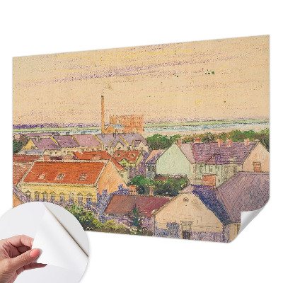 Moderní samolepicí fototapeta s motivem městských střech