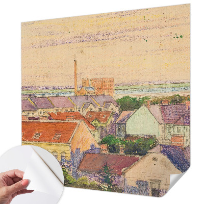 Moderní samolepicí fototapeta s motivem městských střech