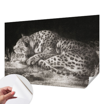 Samolepící fototapeta 3D s motivem lenošícího leoparda
