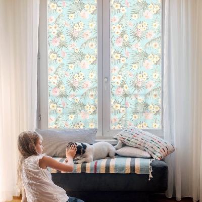 Privátní fólie na okno vitráž Tropický vzor