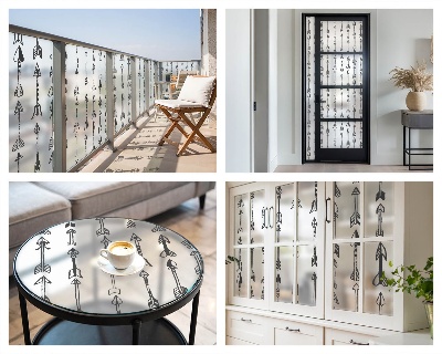 Neprůhledná fólie na sklo dveří Geometrické šipky