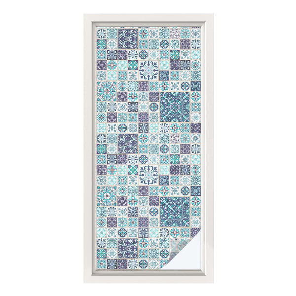 Privátní fólie na okno vitráž Květinové dlaždice