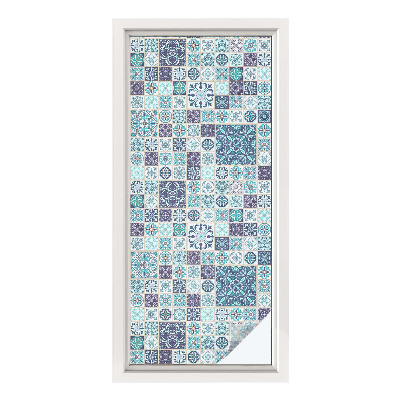 Privátní fólie na okno vitráž Květinové dlaždice