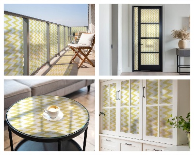 Privátní fólie na okno vitráž Žluté klikaté čáry