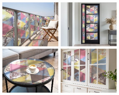 Neprůhledná fólie na sklo dveří Barevné trojúhelníky