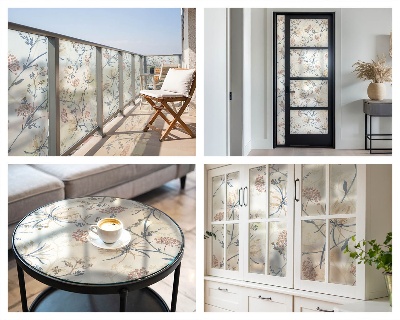 Neprůhledná fólie na sklo dveří Květiny harmonie