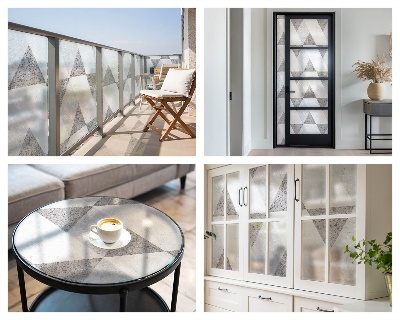 Neprůhledná fólie na sklo dveří Šedé trojúhelníky