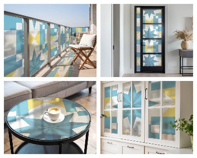 Privátní fólie na okno vitráž Modré hvězdy