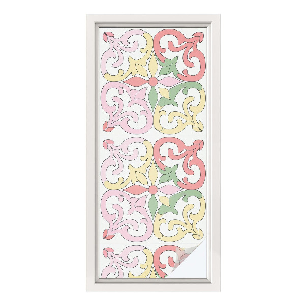 Privátní fólie na okno vitráž Květinové ornamenty