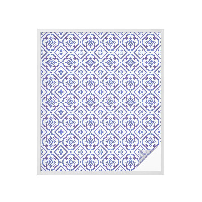 Dekorativní mléčná fólie na sklo Modré dlaždice