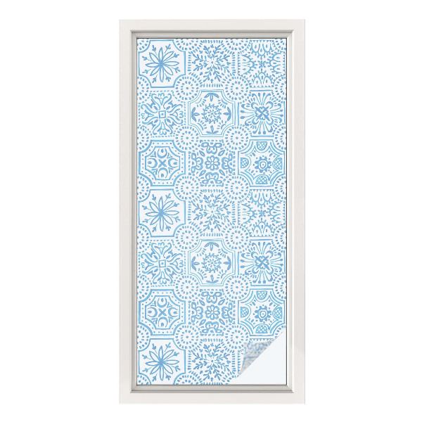 Dekorativní mléčná fólie na sklo Modré dlaždice