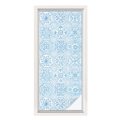 Dekorativní mléčná fólie na sklo Modré dlaždice