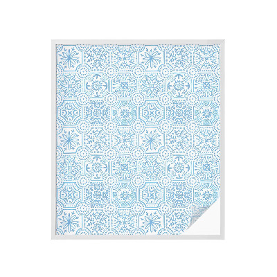 Dekorativní mléčná fólie na sklo Modré dlaždice