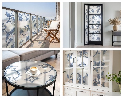 Privátní fólie na okno vitráž Květinový ornament