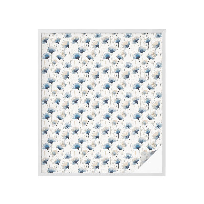 Dekorativní mléčná fólie na sklo Modré květy