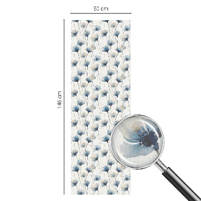 Dekorativní mléčná fólie na sklo Modré květy