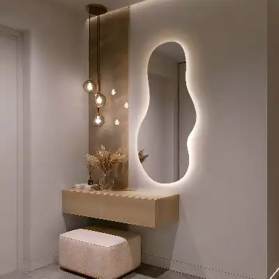 Organické podsvícené zrcadlo moderní na stěnu
