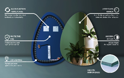 Zrcadlo ve tvaru vajíčka LED osvětlení nástěnné