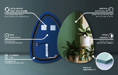Zrcadlo ve tvaru vajíčka LED osvětlení nástěnné