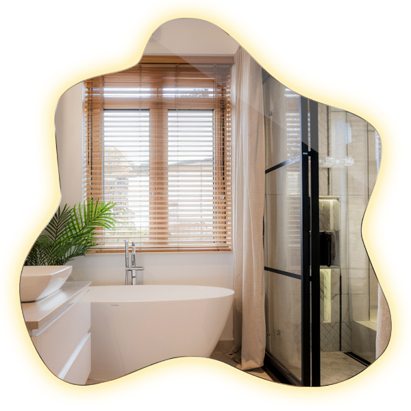 Zrcadlo ve tvaru skvrny s LED podsvícením