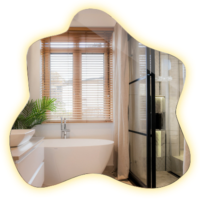 Zrcadlo ve tvaru skvrny s LED podsvícením