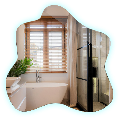 Zrcadlo ve tvaru skvrny s LED podsvícením