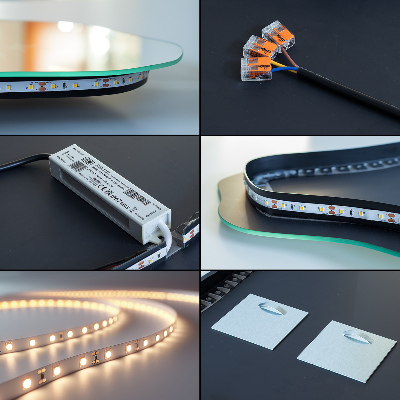 Led asymetrické zrcadlo Led asymetrické zrcadlo bezrámové