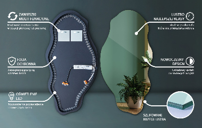 Led asymetrické zrcadlo Led asymetrické zrcadlo bezrámové