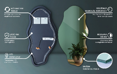 Led asymetrické zrcadlo Led asymetrické zrcadlo bezrámové