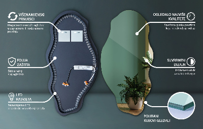 Led asymetrické zrcadlo Led asymetrické zrcadlo bezrámové