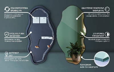 Led asymetrické zrcadlo bezrámové