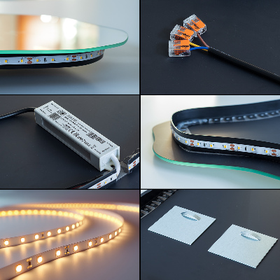 Led asymetrické zrcadlo Led asymetrické zrcadlo bezrámové