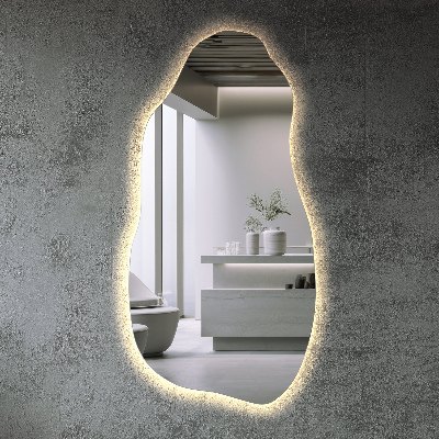 Nepravidelně tvarované zrcadlo moderní s LED podsvícením