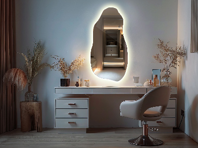 Nepravidelně tvarované zrcadlo moderní s LED podsvícením