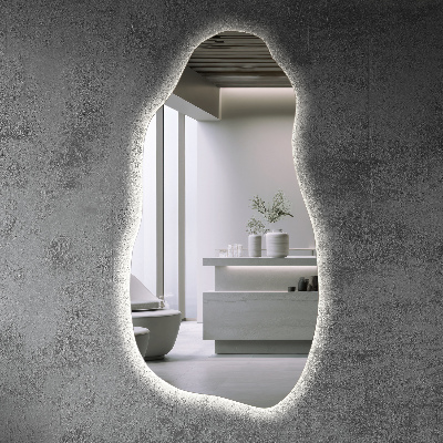 Nepravidelně tvarované zrcadlo moderní s LED podsvícením