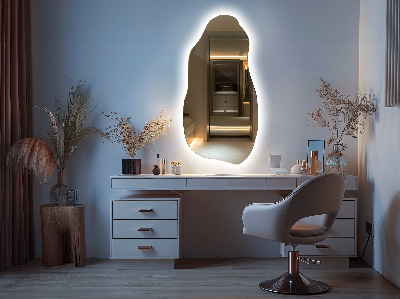 Nepravidelně tvarované zrcadlo moderní s LED podsvícením