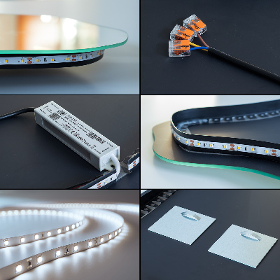 Nepravidelně tvarované zrcadlo moderní s LED podsvícením