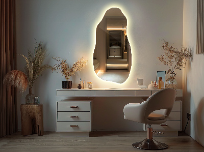 Nepravidelně tvarované zrcadlo moderní s LED podsvícením
