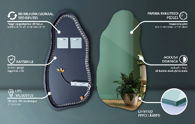 Nepravidelně tvarované zrcadlo moderní s LED podsvícením