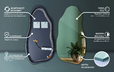 Nepravidelně tvarované zrcadlo moderní s LED podsvícením