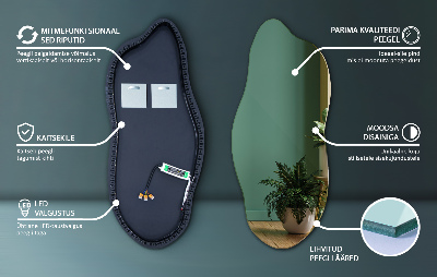 Nepravidelné zrcadlo s led osvětlením inovativní