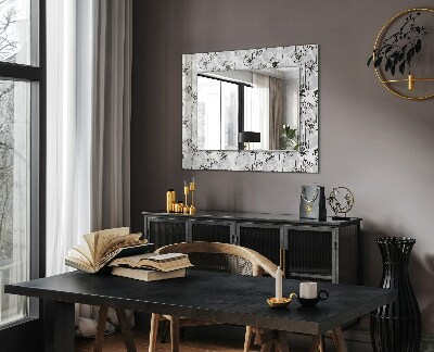 Dekoračné zrkadlo na stenu Květiny černobílý vzor