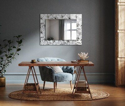 Dekoračné zrkadlo na stenu Květiny černobílý vzor