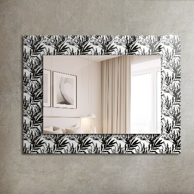 Zrkadlo s potlačeným rámom Černé a bílé listy