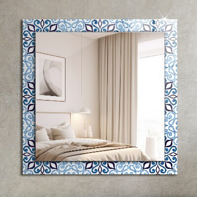 Dekoračné zrkadlo na stenu Modrý ornamentální vzor