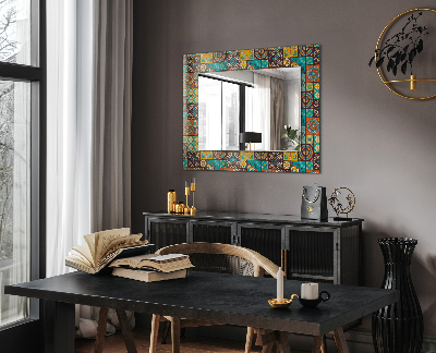 Zrkadlo s potlačeným rámom Barevná mozaiková dlažba