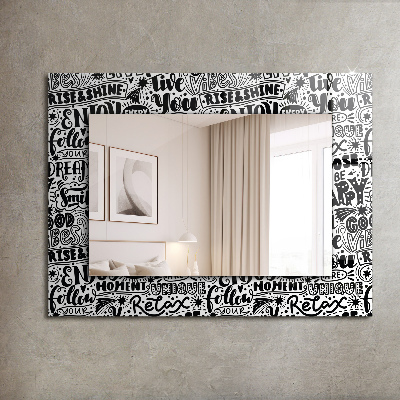 Zrkadlo s potlačeným rámom Motivační ruční nápisy