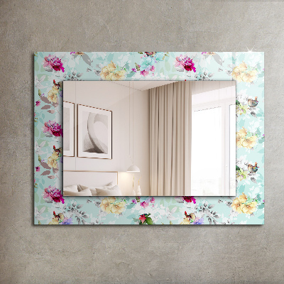 Dekoračné zrkadlo na stenu Květiny a ptáci