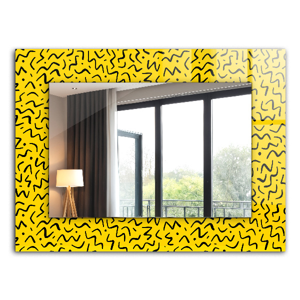 Zrkadlo s potlačeným rámom Žlutý abstraktní vzor