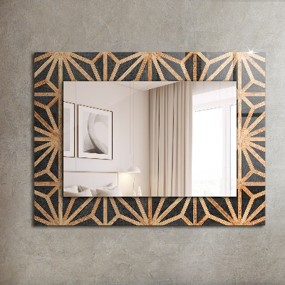 Dekoračné zrkadlo na stenu Dřevěný geometrický vzor